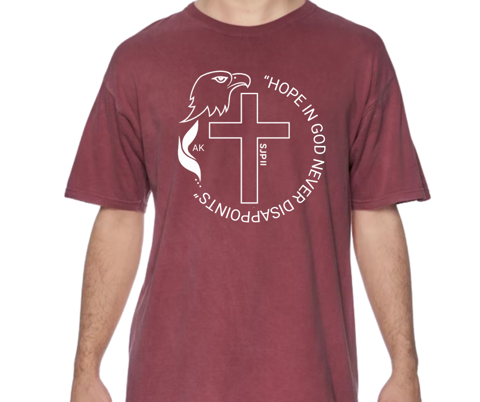 "Hope in God never disappoints." Romans 5:5 Adult Comfort Colors shirt