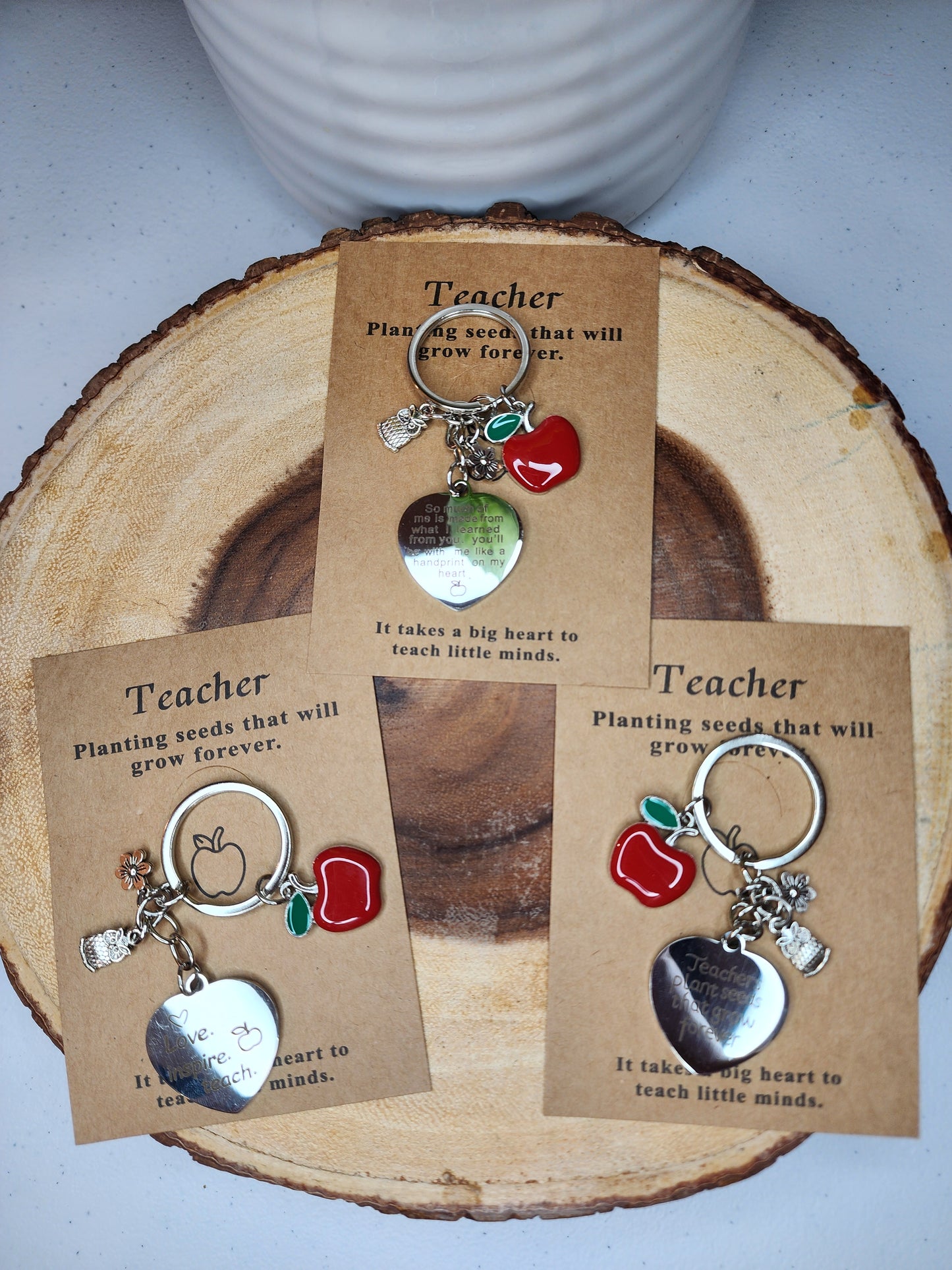Teacher appreciation engraved keychain with card