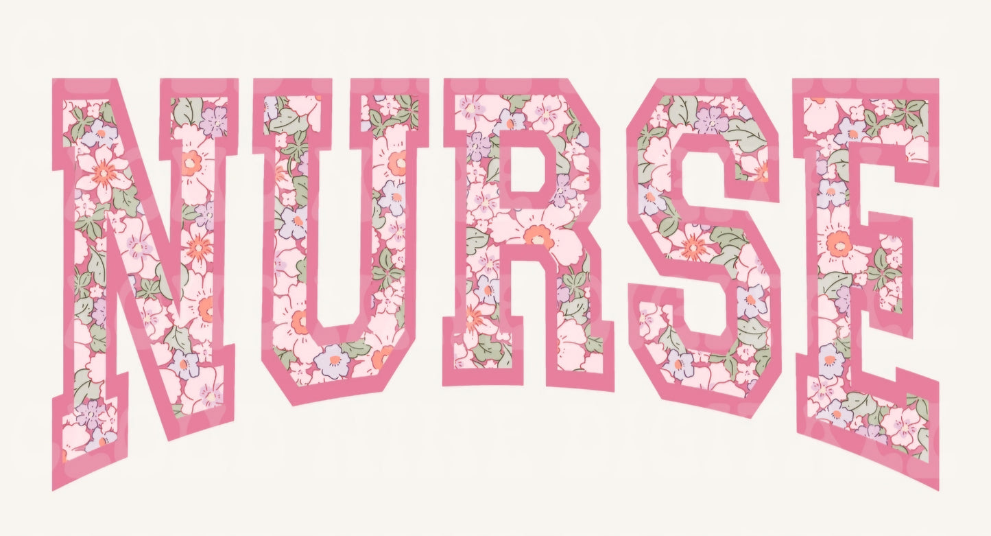 Nurse floral letters shirt