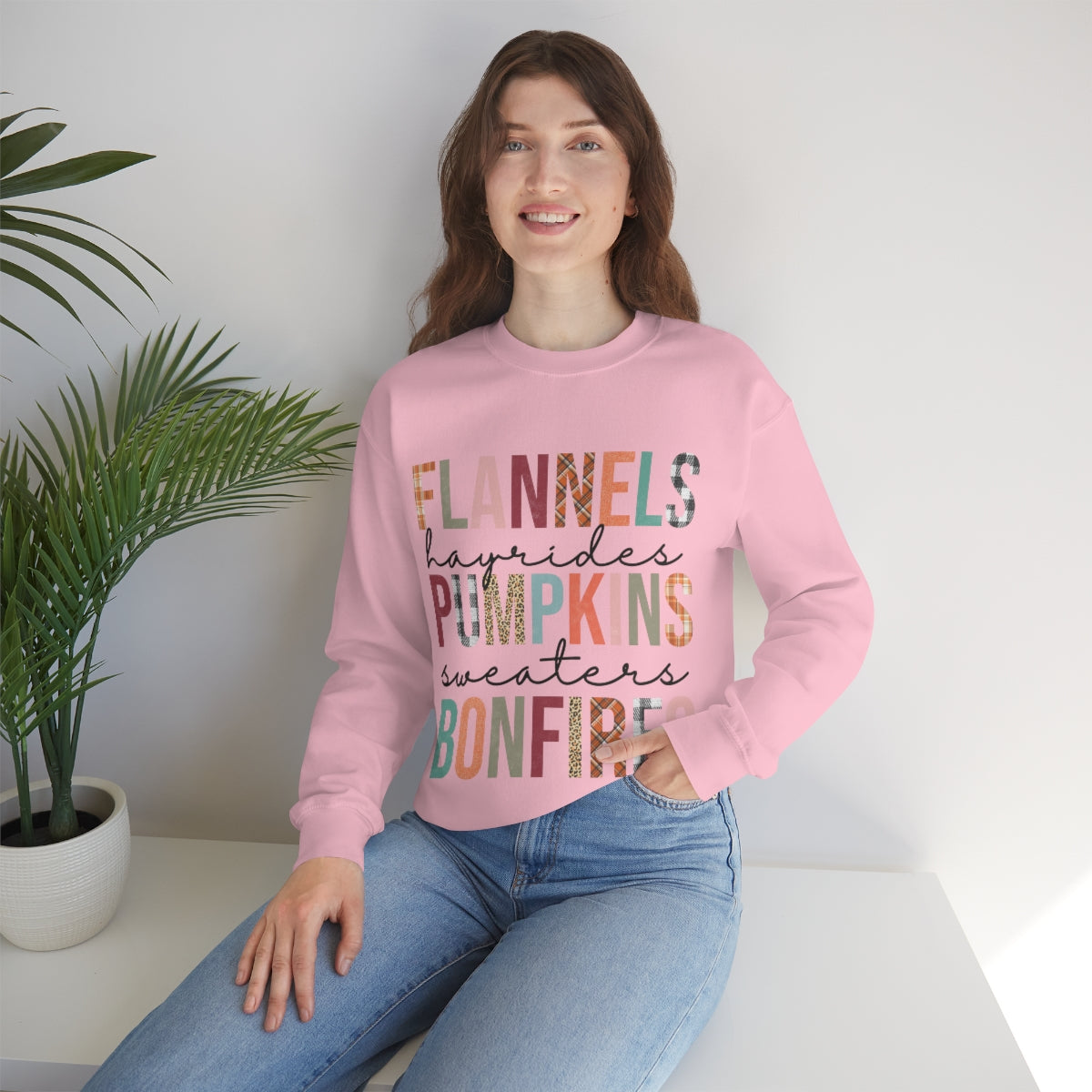 Cute Fall Sweatshirt - Flannels, Hayrides, Pumpkins, Sweaters, and Bonfires