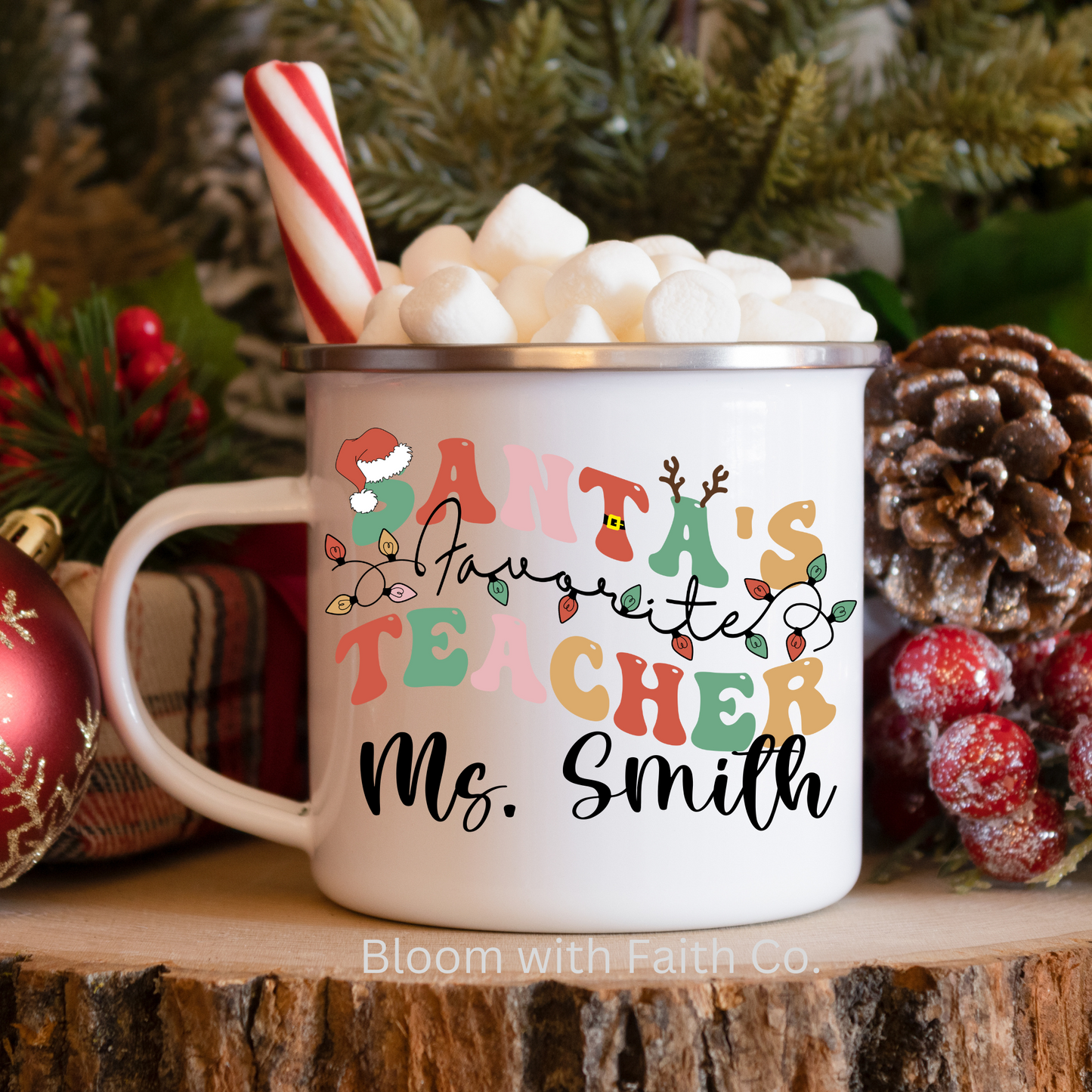 Personalized Teacher Christmas Mugs