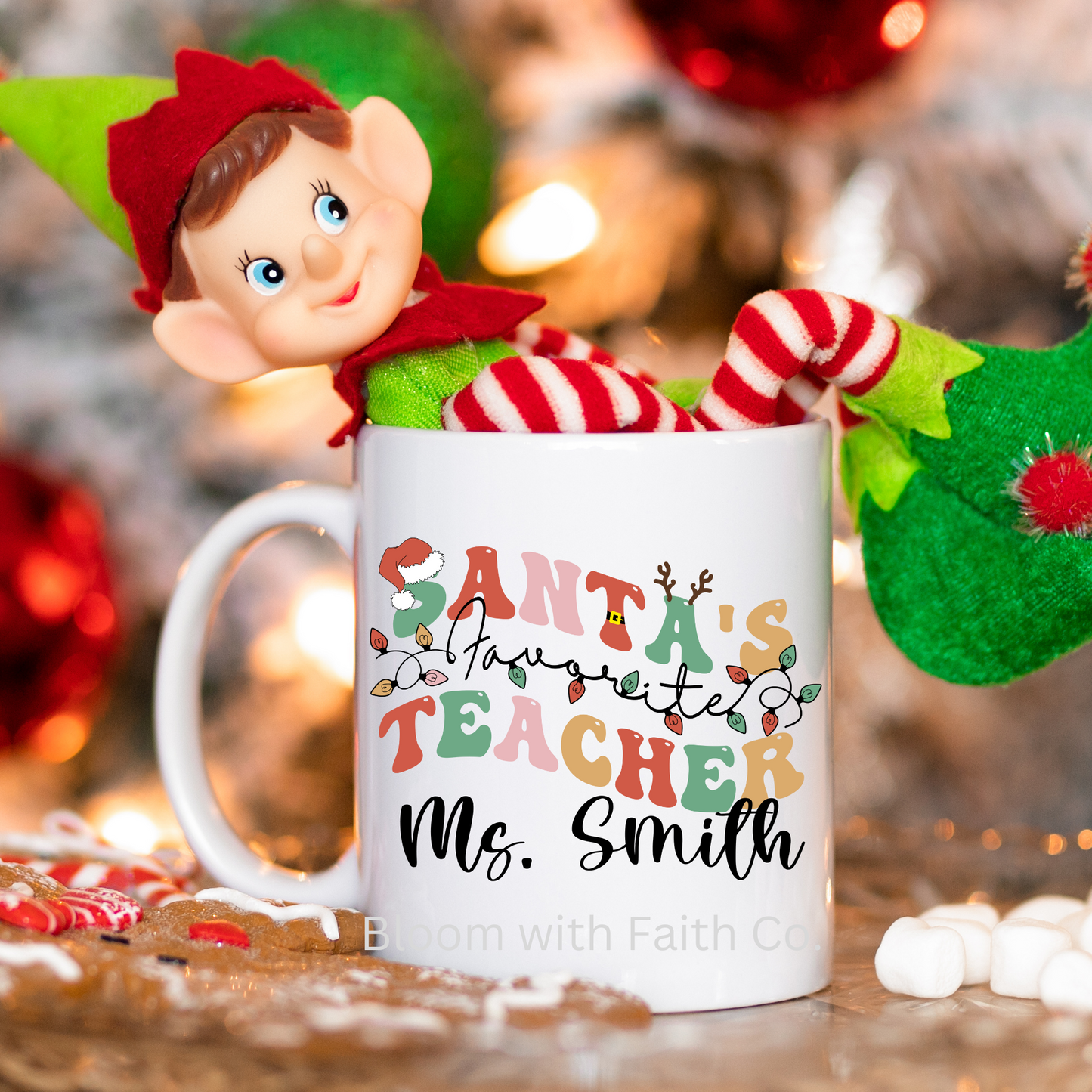 Personalized Teacher Christmas Mugs