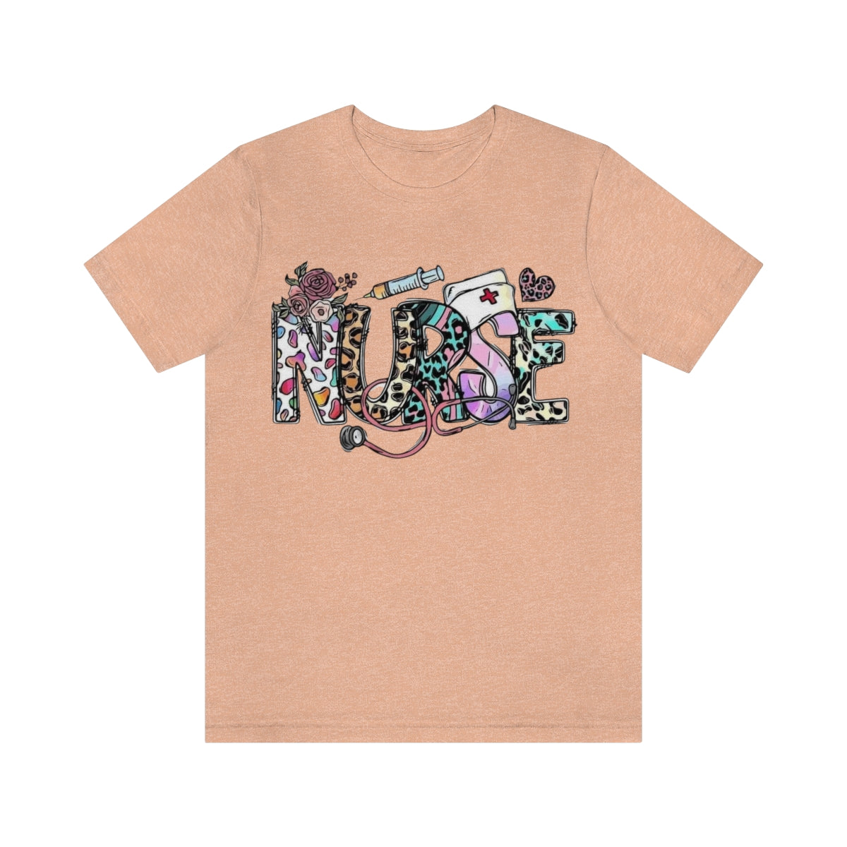 Nurse T-Shirt floral, colorful