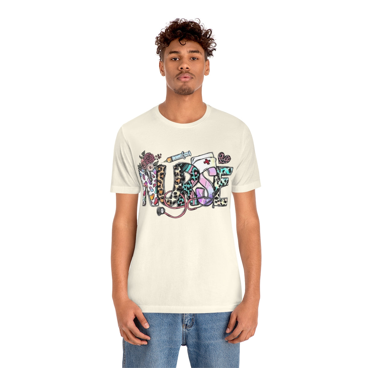 Nurse T-Shirt floral, colorful