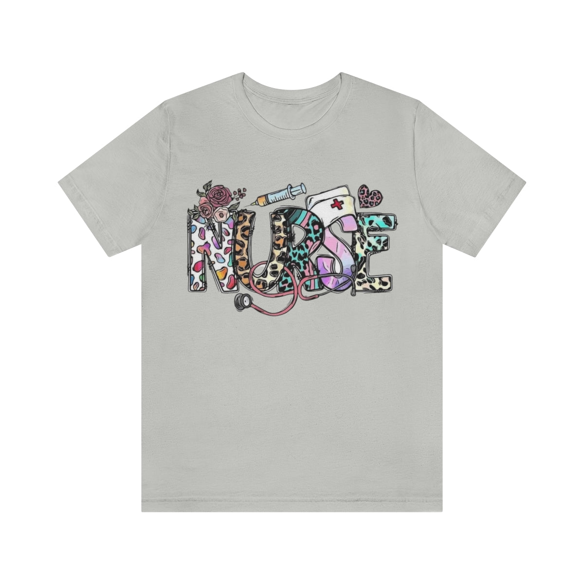 Nurse T-Shirt floral, colorful