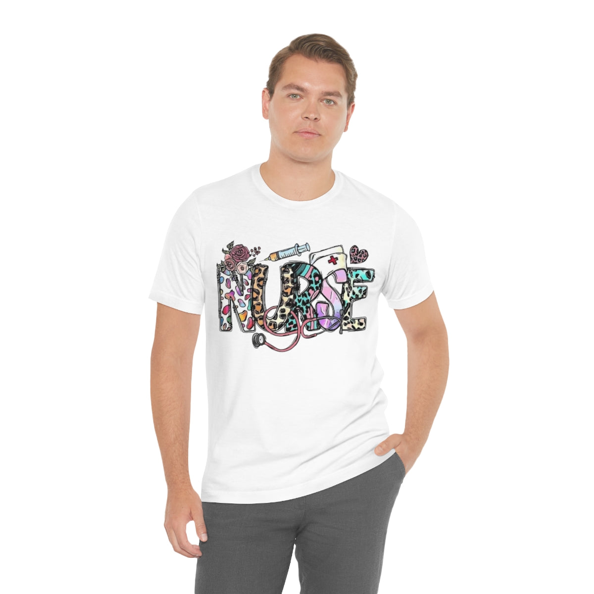Nurse T-Shirt floral, colorful