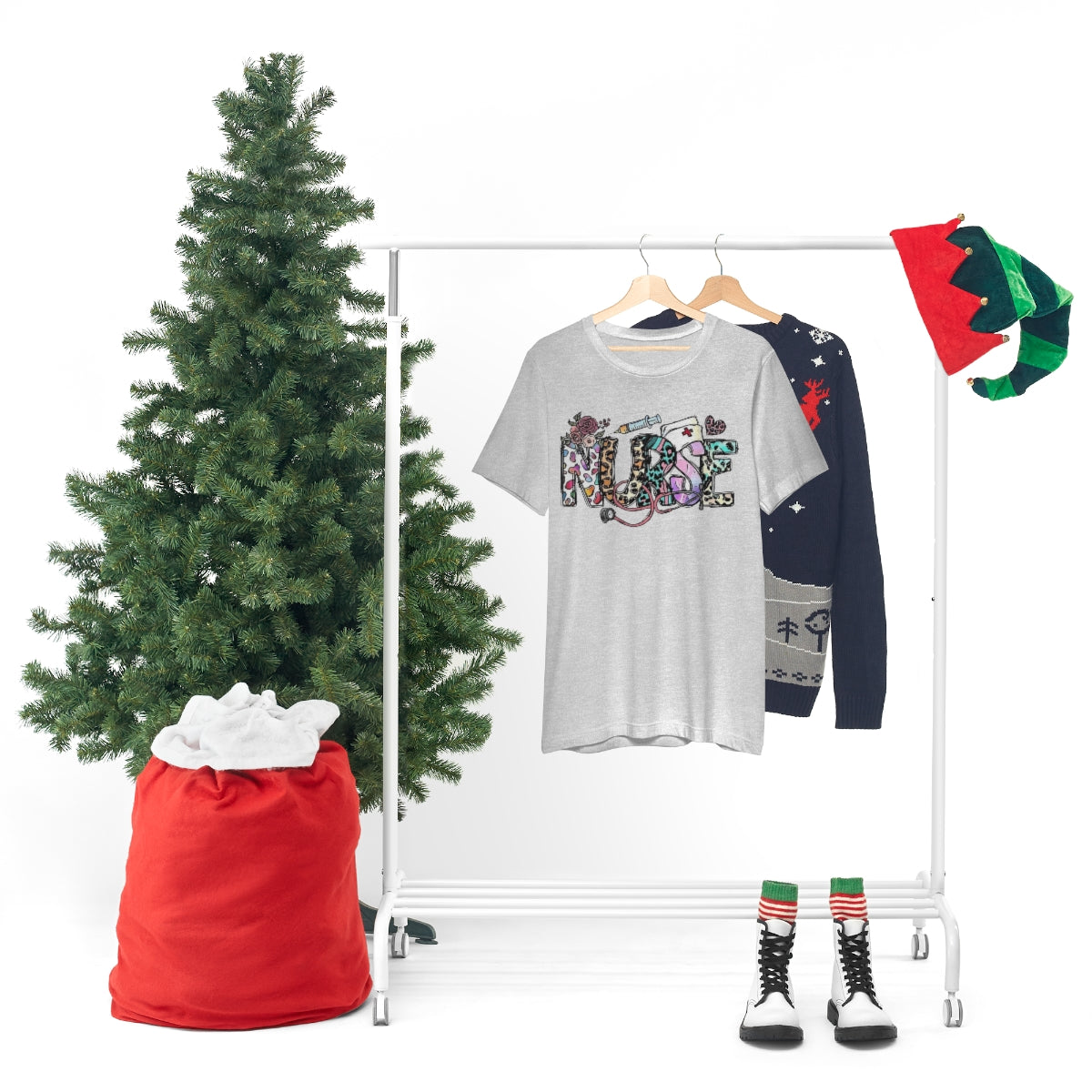 Nurse T-Shirt floral, colorful