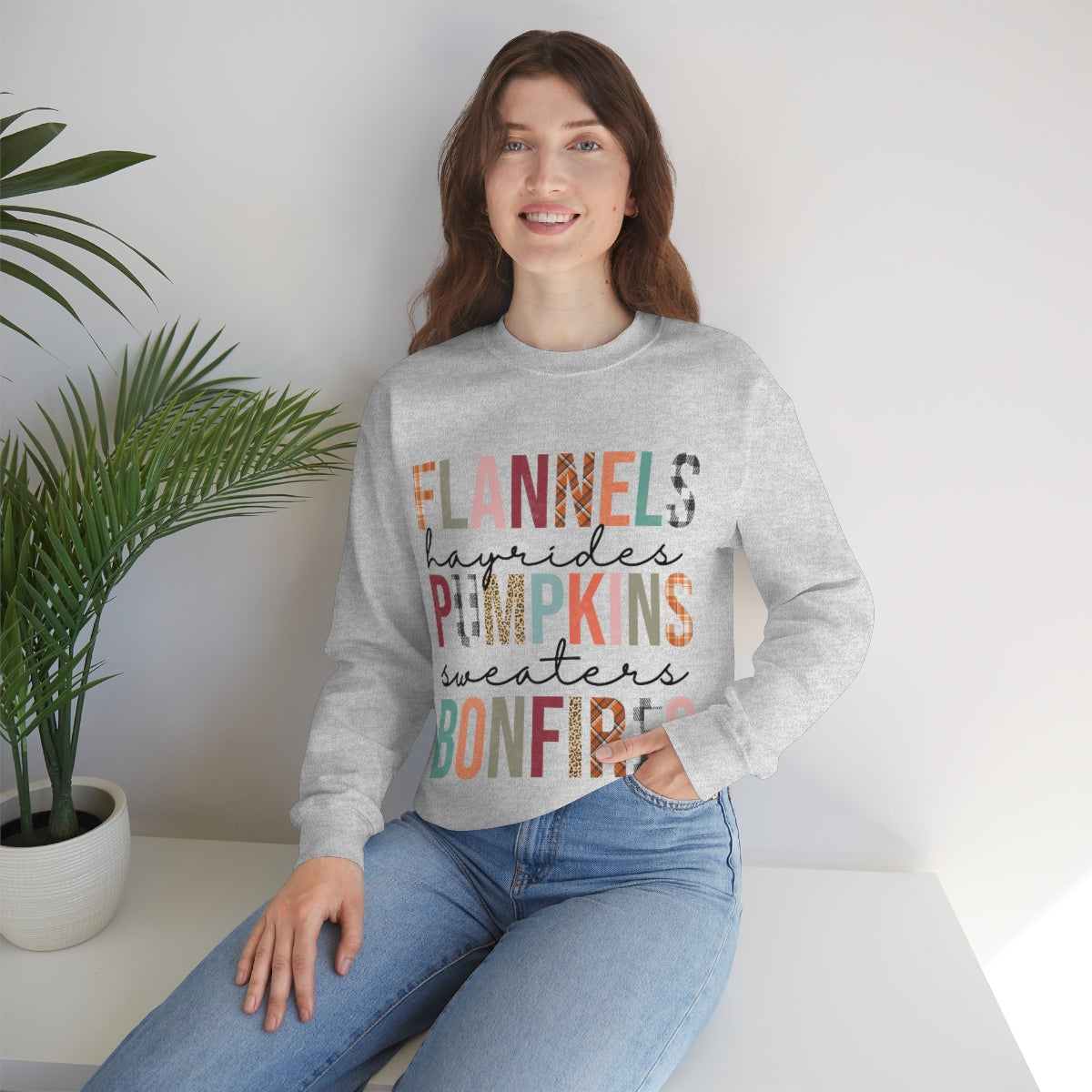 Cute Fall Sweatshirt - Flannels, Hayrides, Pumpkins, Sweaters, and Bonfires