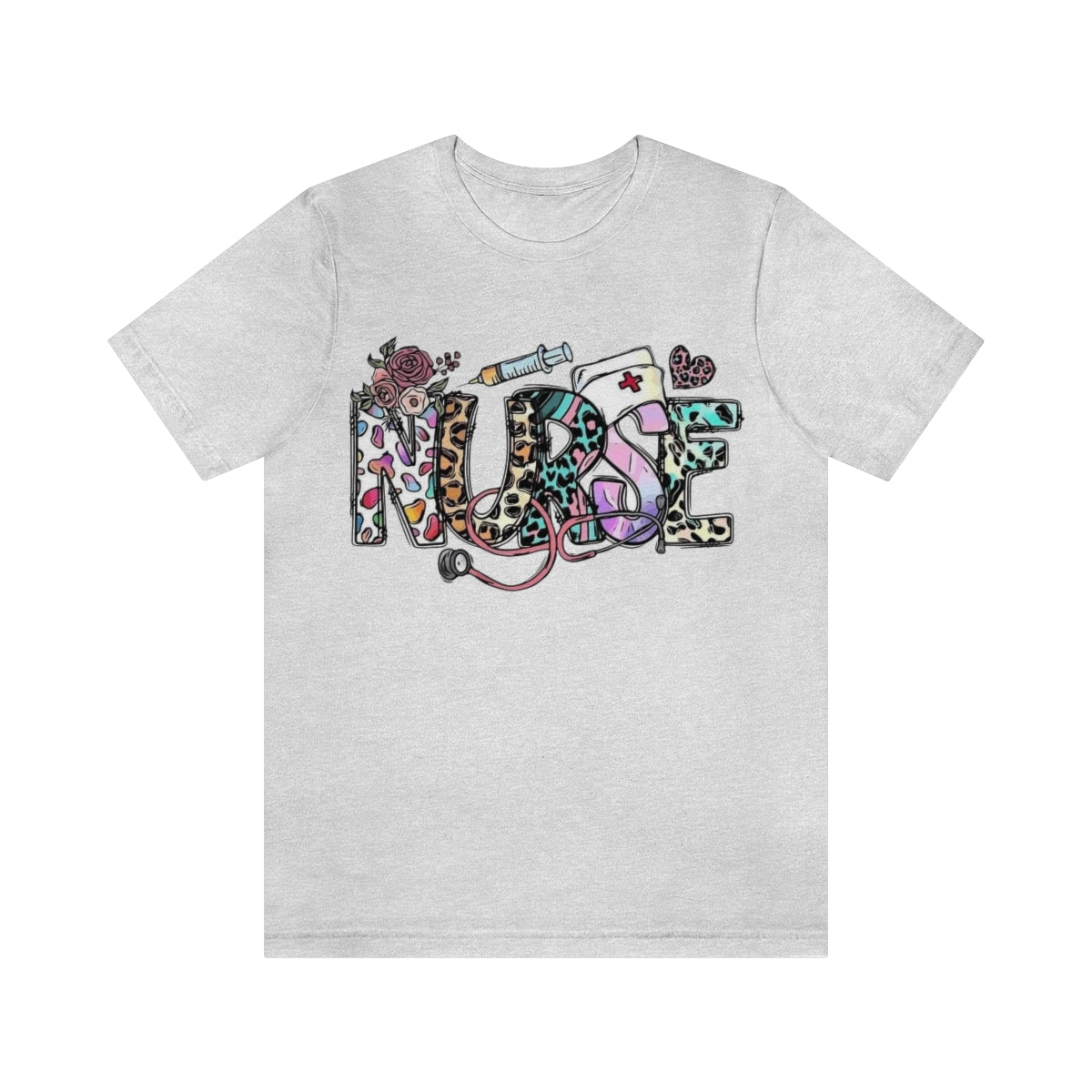 Nurse T-Shirt floral, colorful