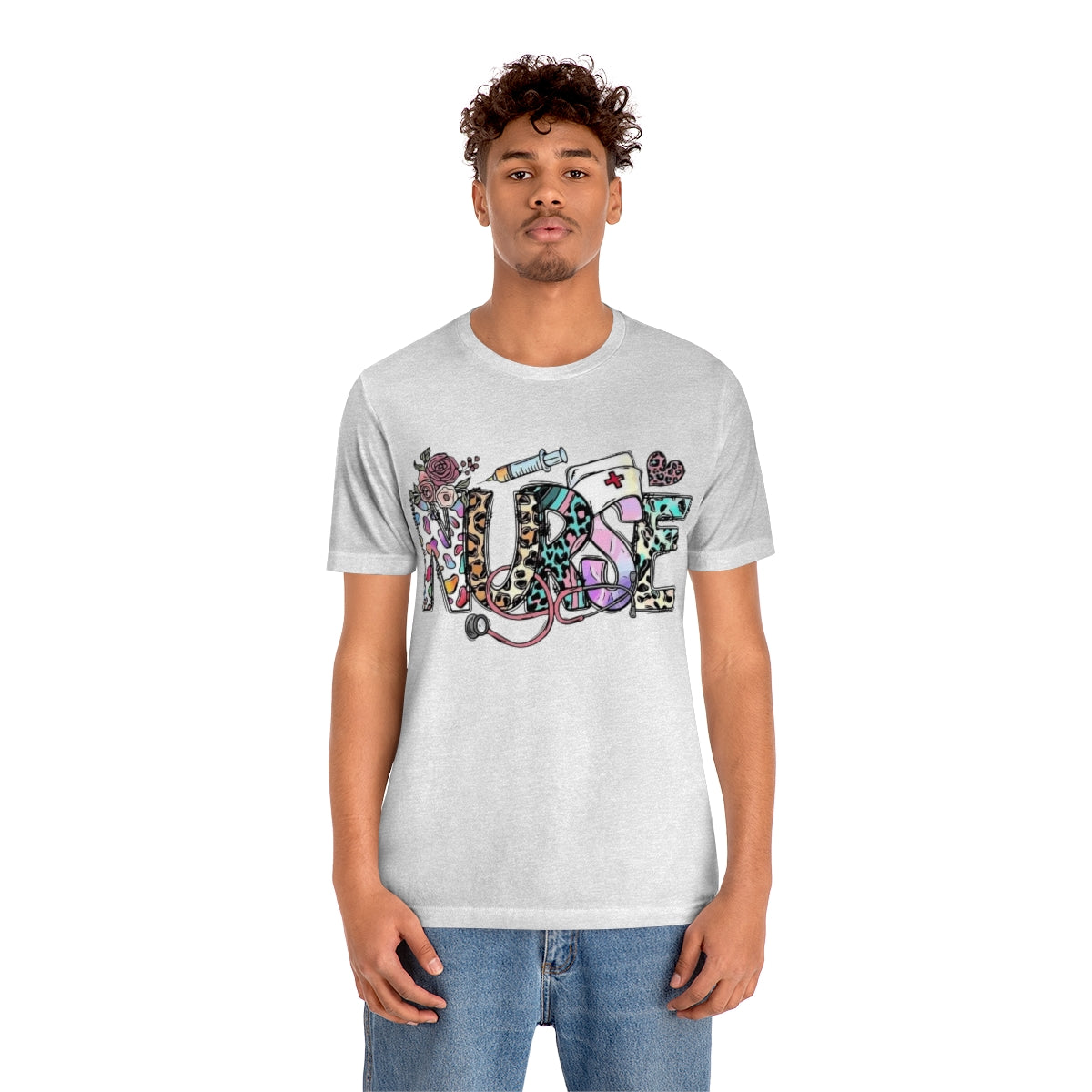 Nurse T-Shirt floral, colorful