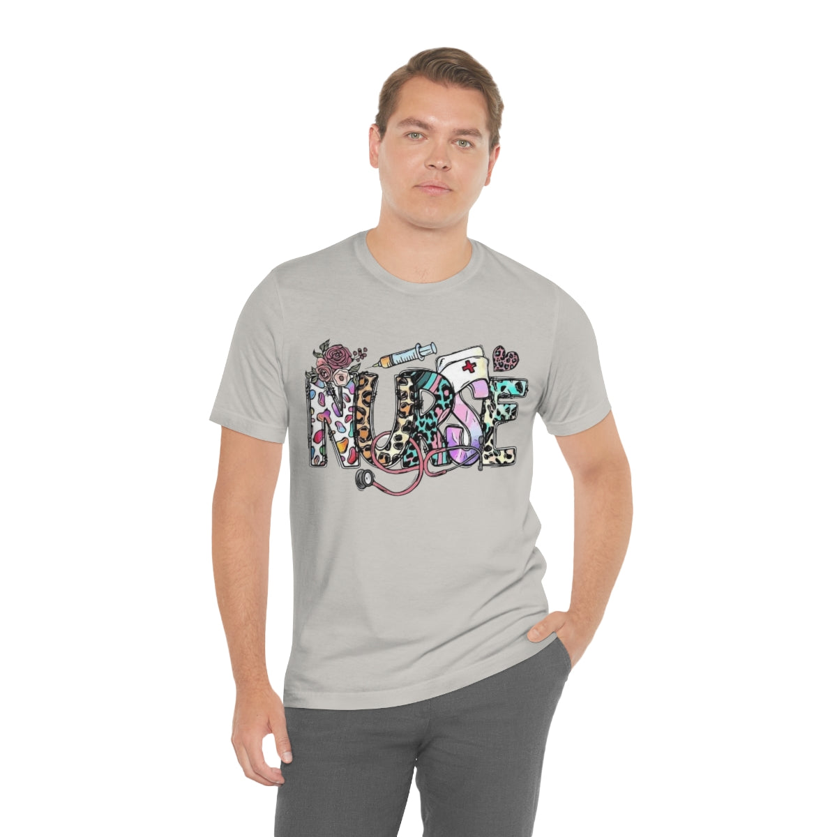 Nurse T-Shirt floral, colorful