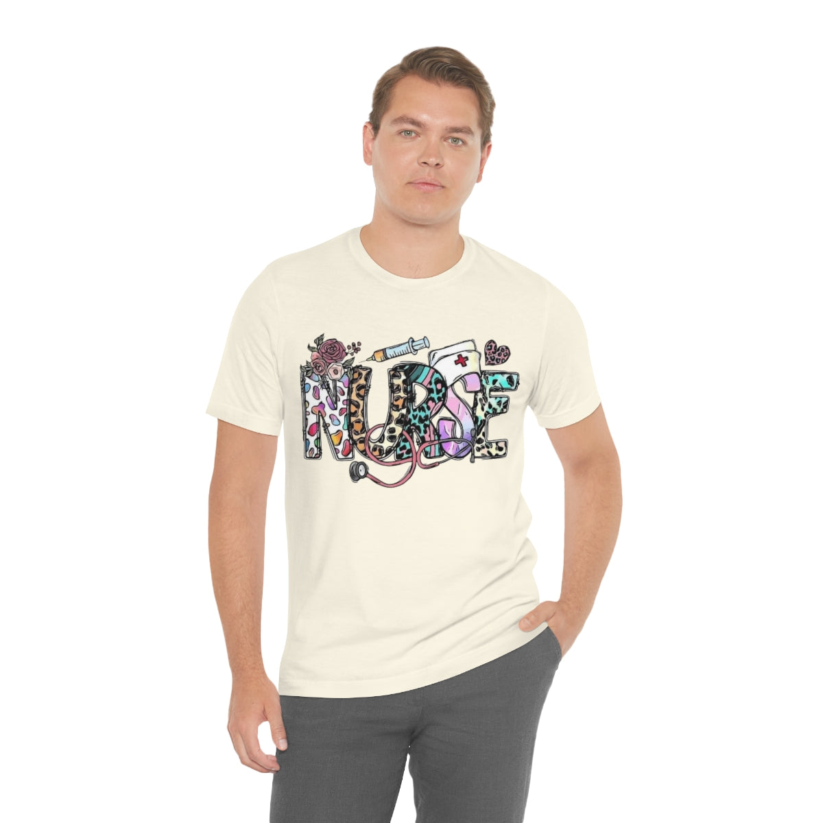 Nurse T-Shirt floral, colorful