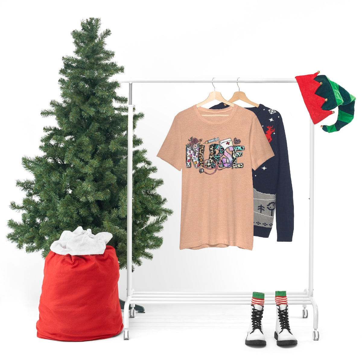 Nurse T-Shirt floral, colorful