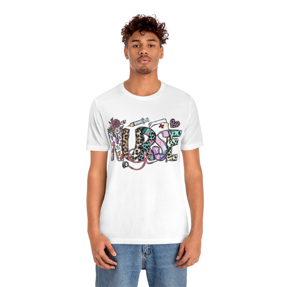Nurse T-Shirt floral, colorful