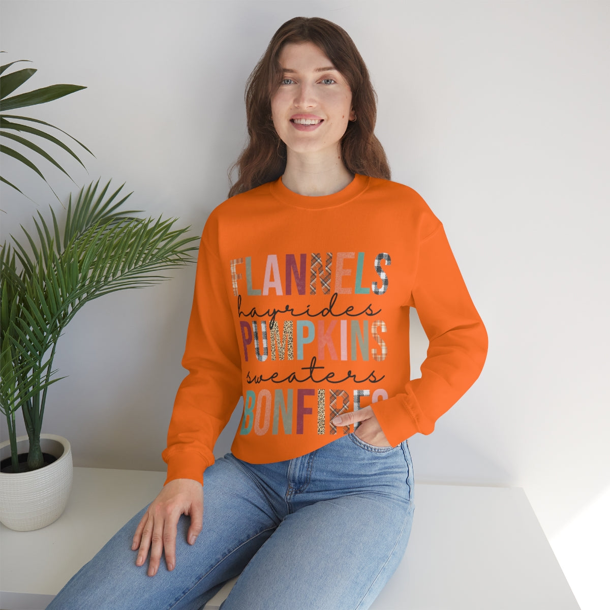 Cute Fall Sweatshirt - Flannels, Hayrides, Pumpkins, Sweaters, and Bonfires