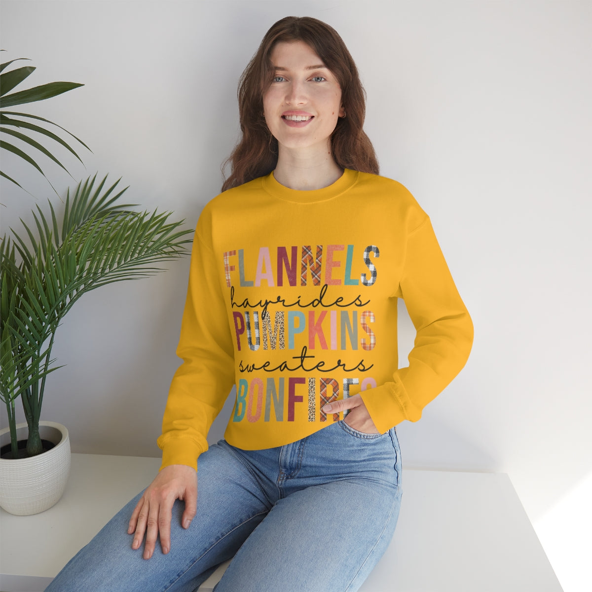 Cute Fall Sweatshirt - Flannels, Hayrides, Pumpkins, Sweaters, and Bonfires