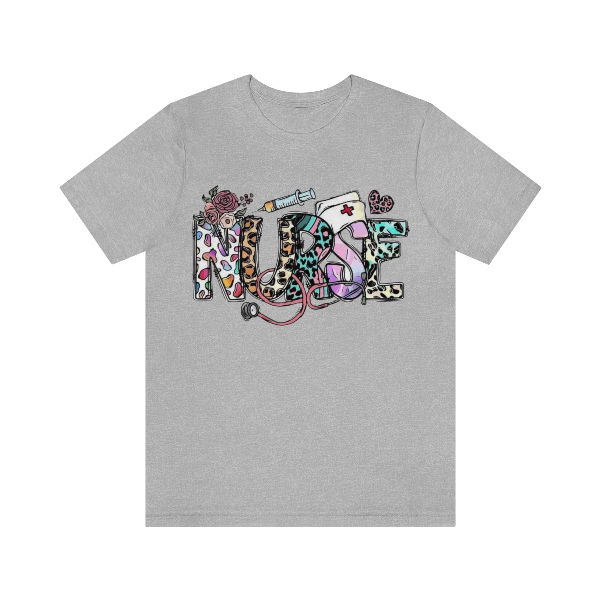 Nurse T-Shirt floral, colorful