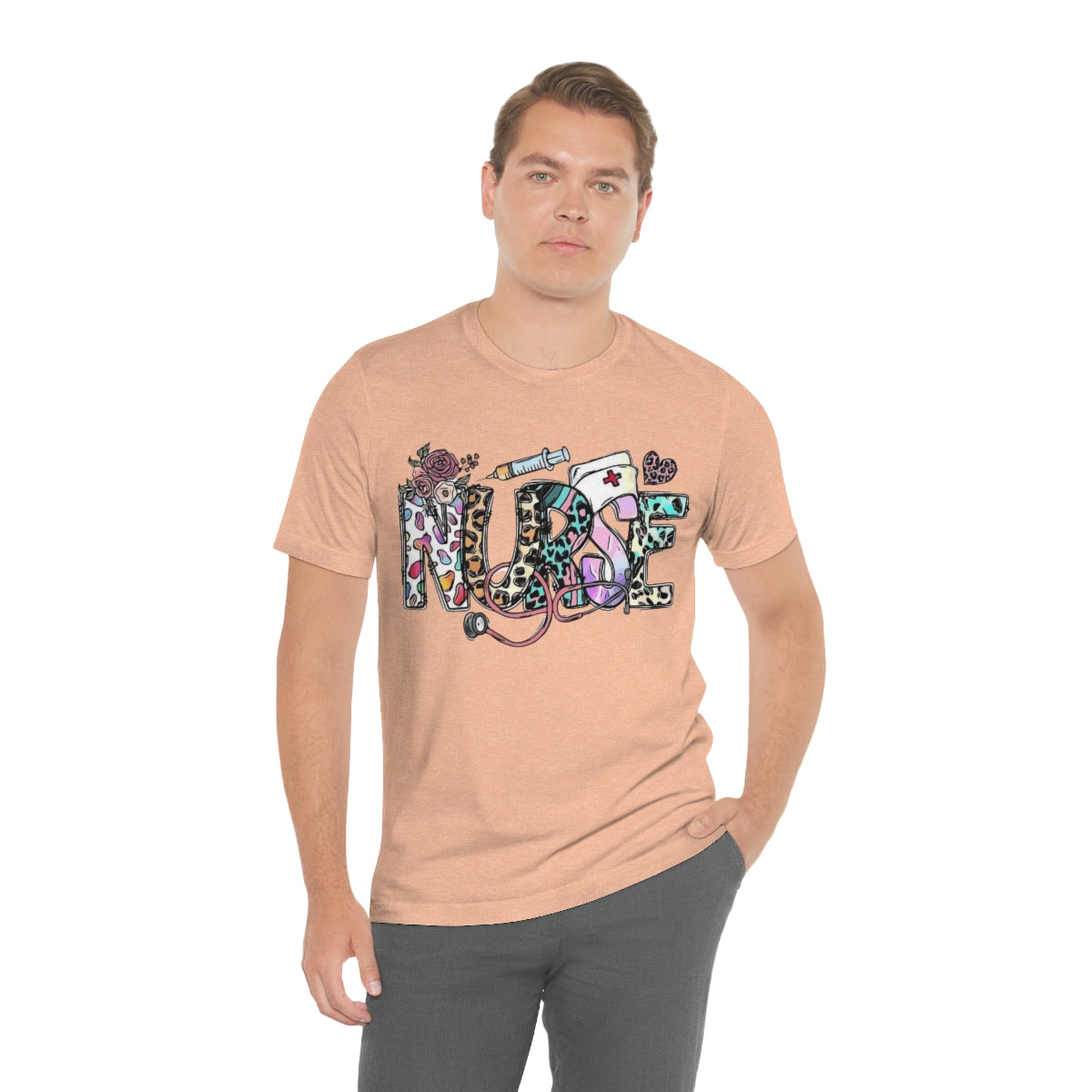 Nurse T-Shirt floral, colorful