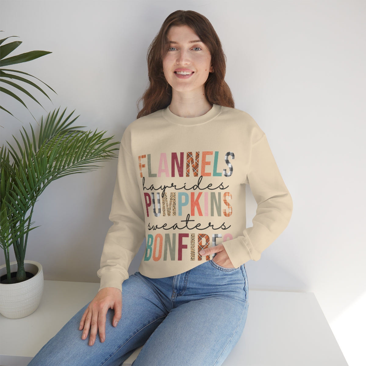 Cute Fall Sweatshirt - Flannels, Hayrides, Pumpkins, Sweaters, and Bonfires