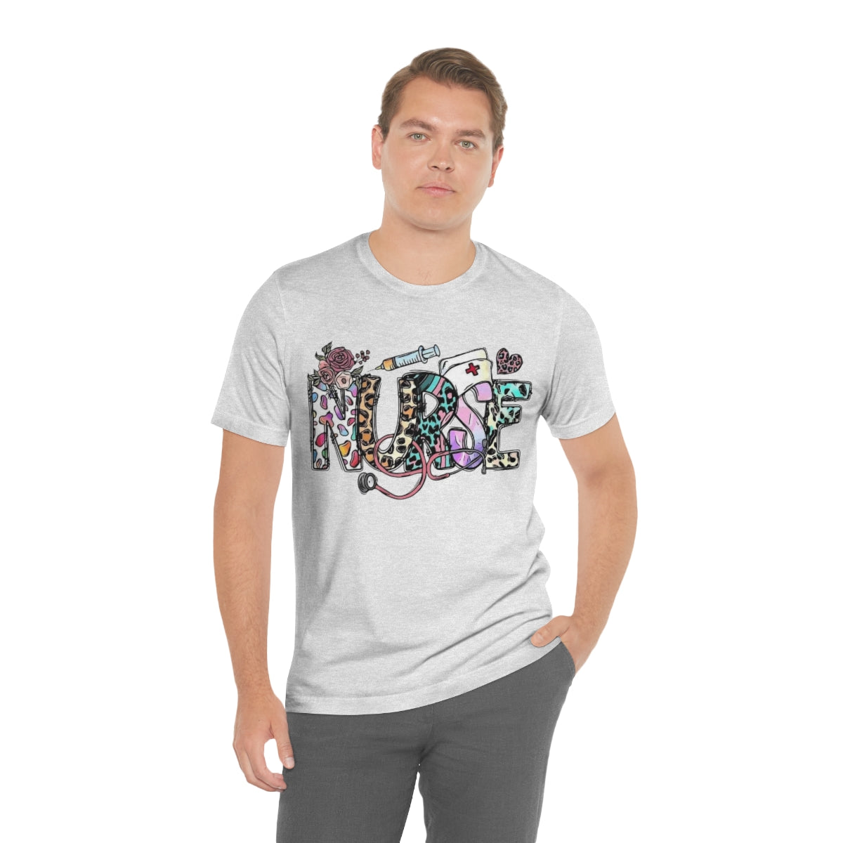 Nurse T-Shirt floral, colorful
