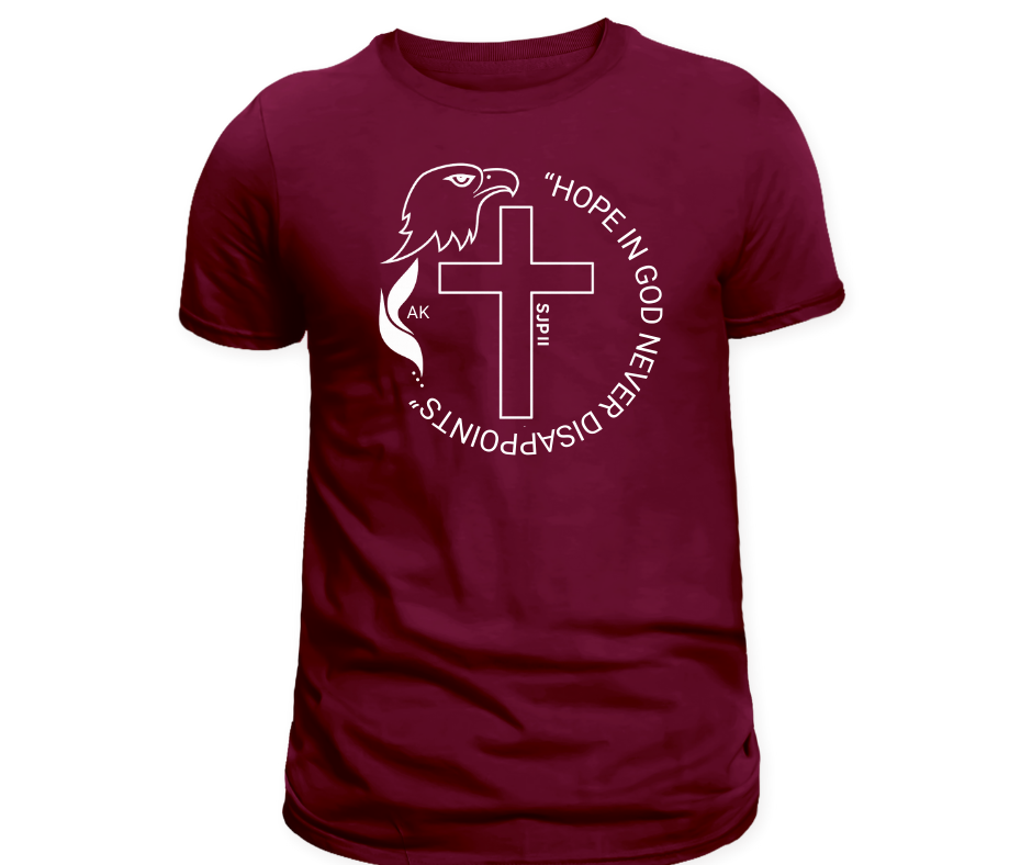 "Hope in God never disappoints." Romans 5:5 Adult shirt