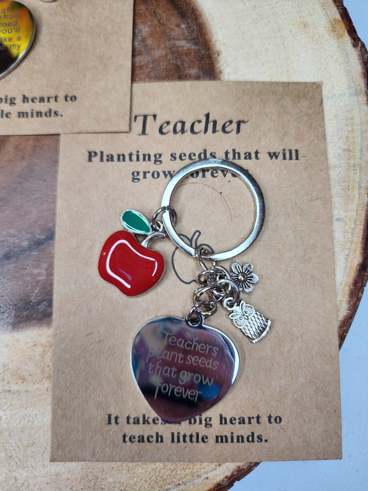 Teacher appreciation engraved keychain with card
