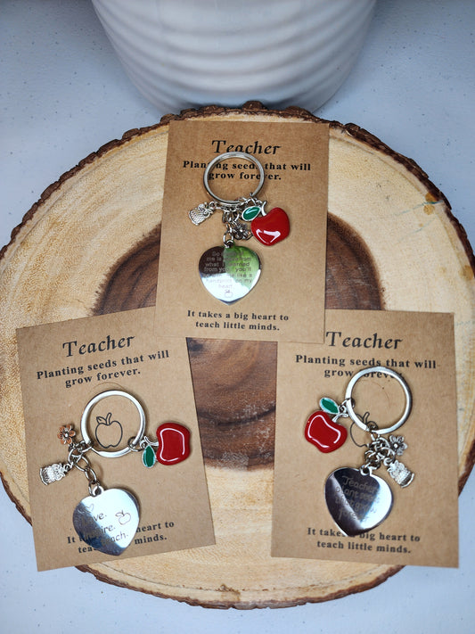 Teacher appreciation engraved keychain with card