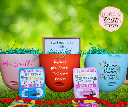 Custom teacher self watering planters