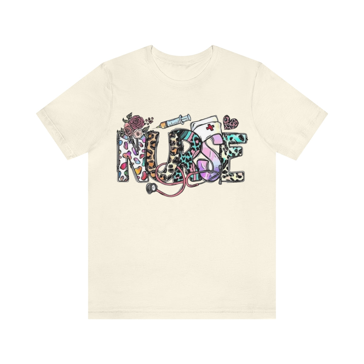 Nurse T-Shirt floral, colorful