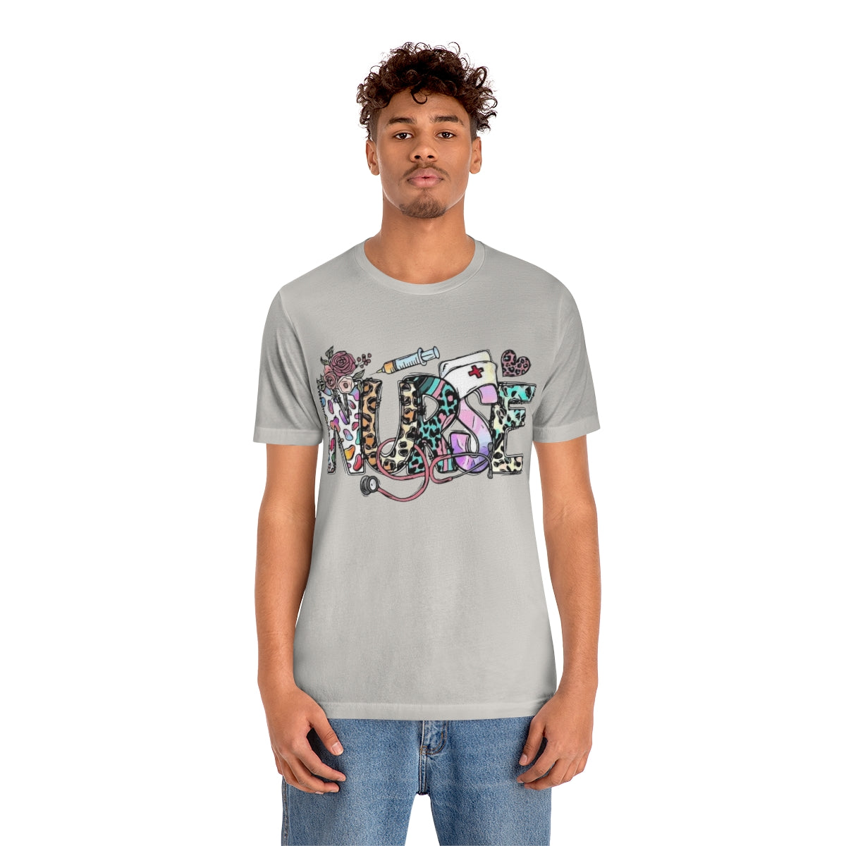 Nurse T-Shirt floral, colorful