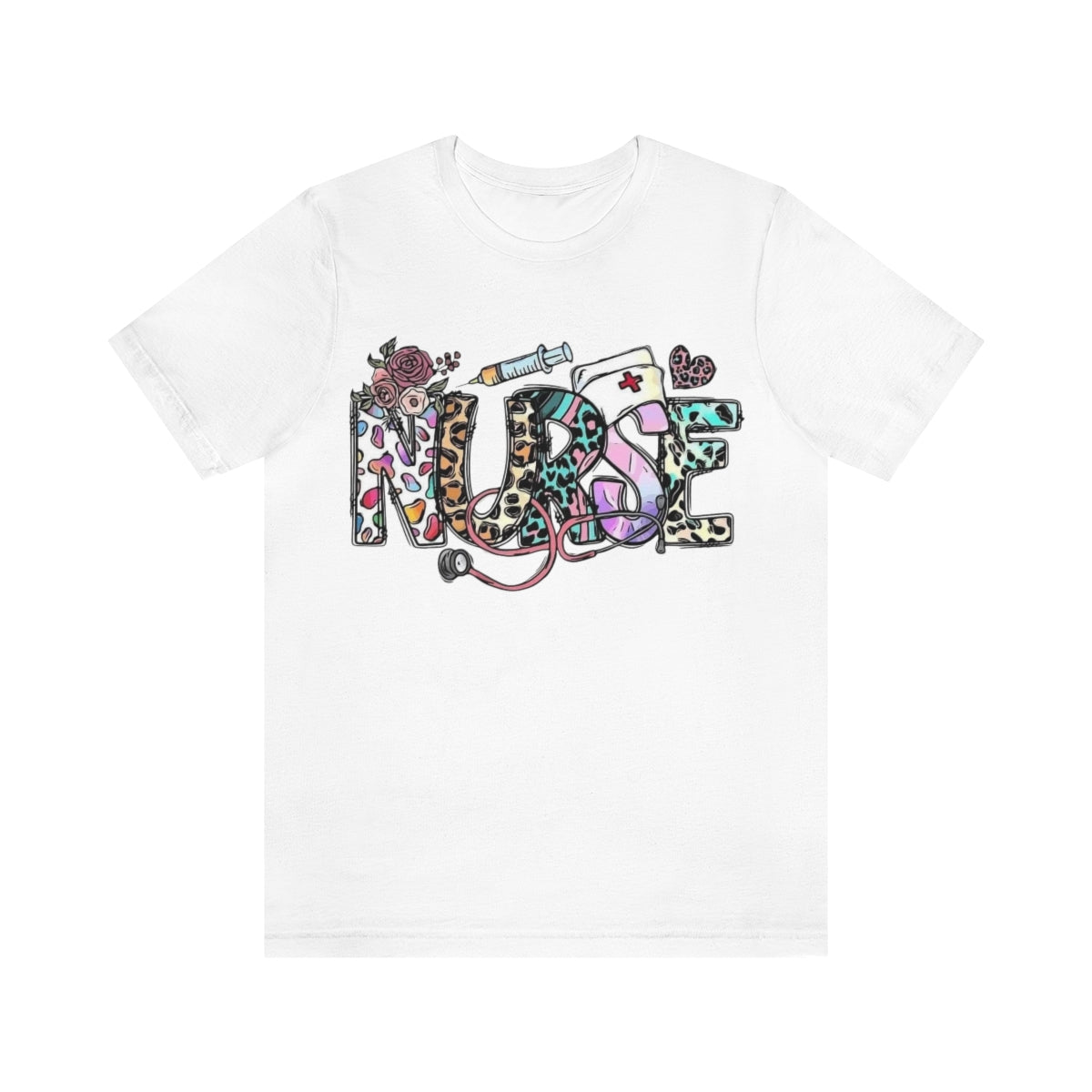 Nurse T-Shirt floral, colorful