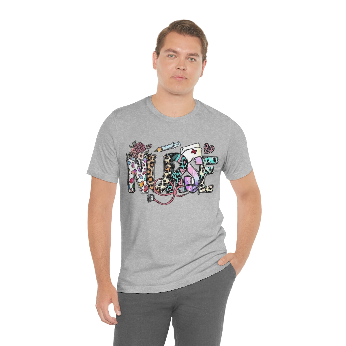 Nurse T-Shirt floral, colorful
