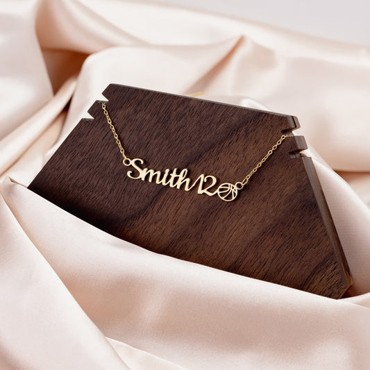 Custom Sports Name & number + sport charm necklace