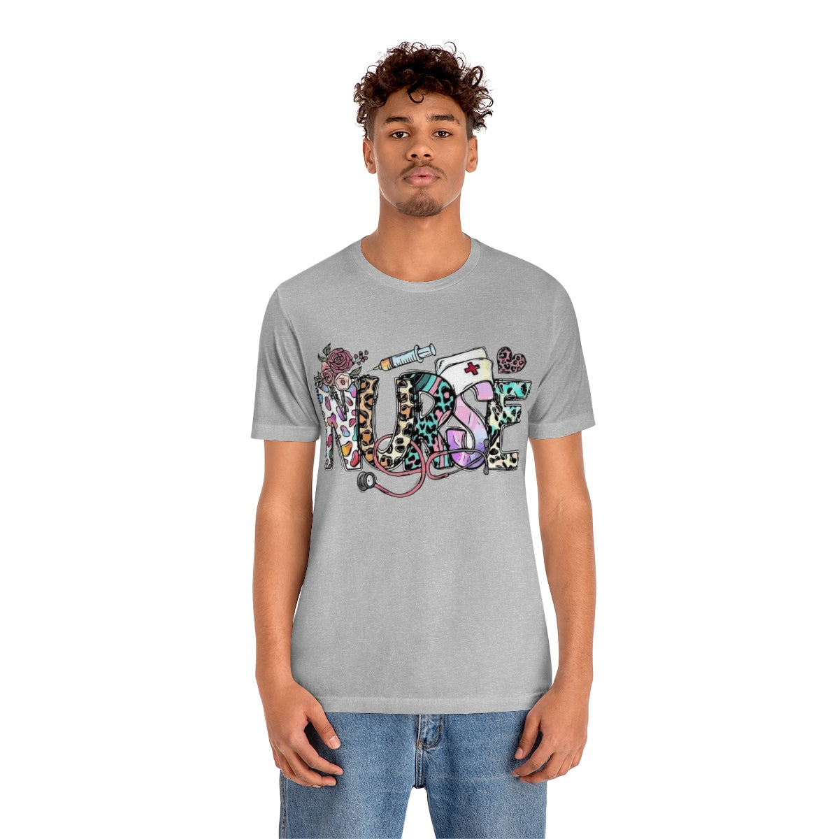 Nurse T-Shirt floral, colorful