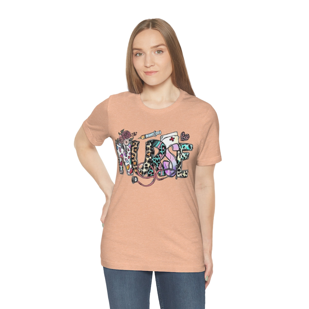 Nurse T-Shirt floral, colorful