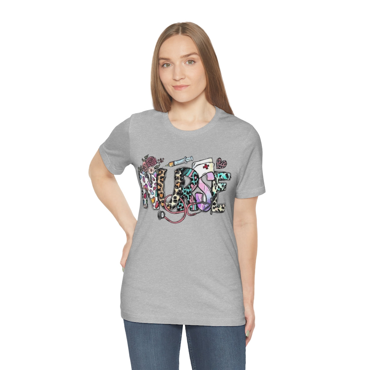 Nurse T-Shirt floral, colorful